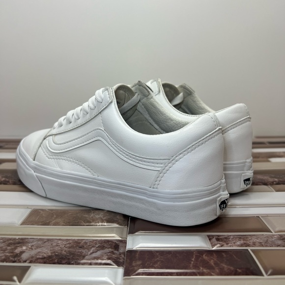 Vans Old Skool Classic Tumble Shoe white leather size 7 in women size 5.5 in men - Picture 5 of 15